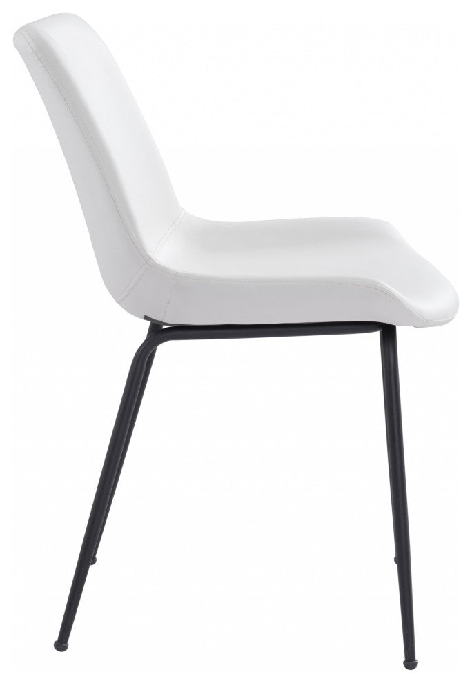 Set of Two White and Black Top Shelf Modern Rugged Dining Chairs