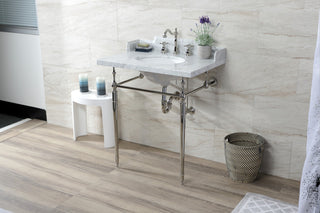 Kingston Brass LMS3022M86 30" Carrara Marble Console Sink, Legs