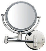 Round Wall Mount Dual LED 7X Magnified Mirror, Polished Chrome
