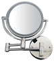Round Wall Mount Dual LED 7X Magnified Mirror, Polished Chrome