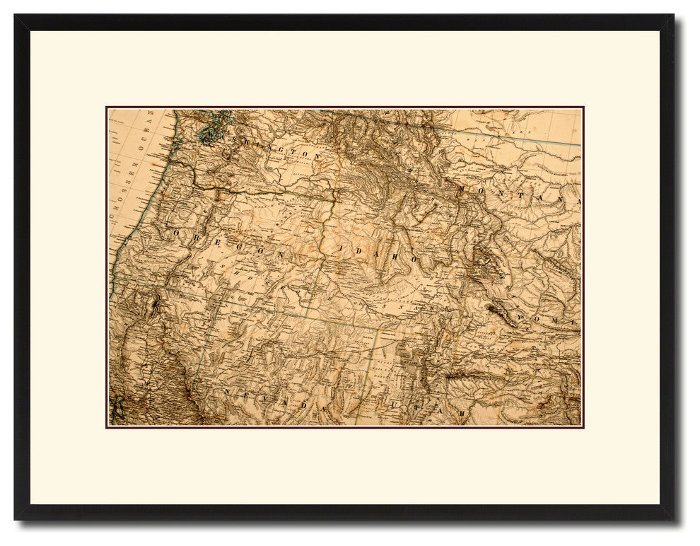 Us Pacific Northwest Vintage Antique Map Wall Art, 16"x21"