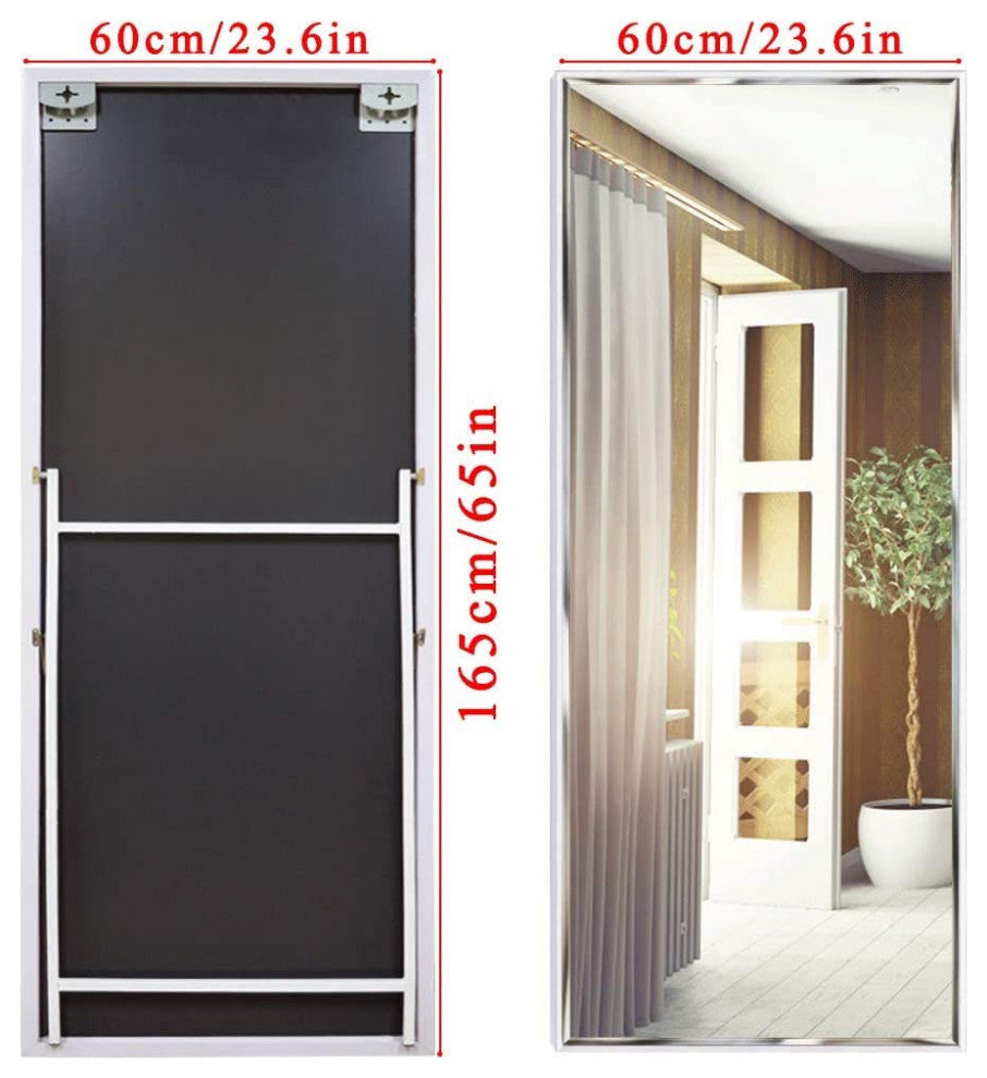 Wall Mounted Mirror, Vertical Black Frame, White