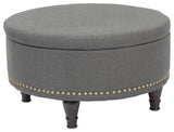 Augusta Round Storage Ottoman, Charcoal