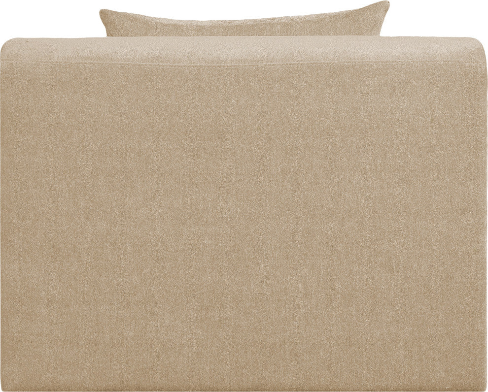 Stellar Upholstered Modular Chair, Beige, Chenille Fabric, Armless Modular Chair