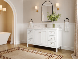 Nashville 60" Single Bathroom Vanity, White 2" Piatra Gray