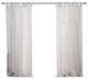 100% Linen Romantic Tie Top Curtain Set, Light Grey, 52" W X 96" L