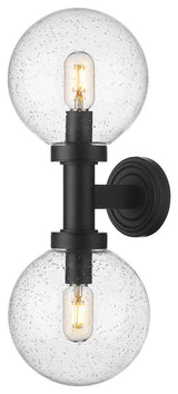Zlite 599M2-BK 2-Light Outdoor Wall Sconce, Clear Seedy