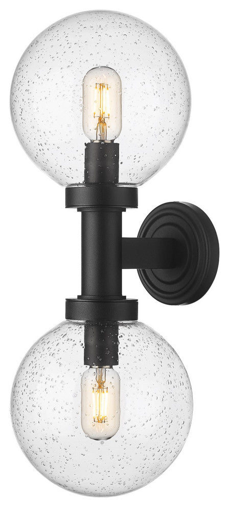 Zlite 599M2-BK 2-Light Outdoor Wall Sconce, Clear Seedy