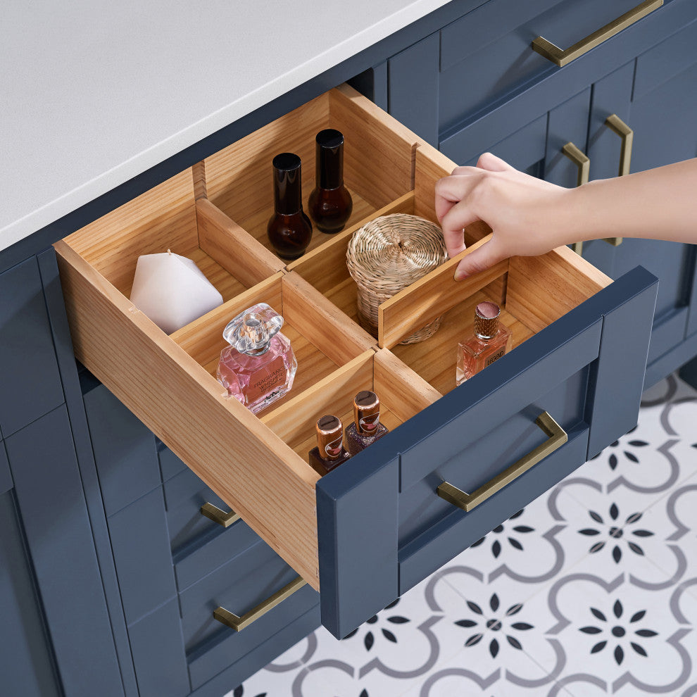 Tahoe Double Vanity Set With Mirrors, Cultured Marble Top, Midnight Blue, 60"