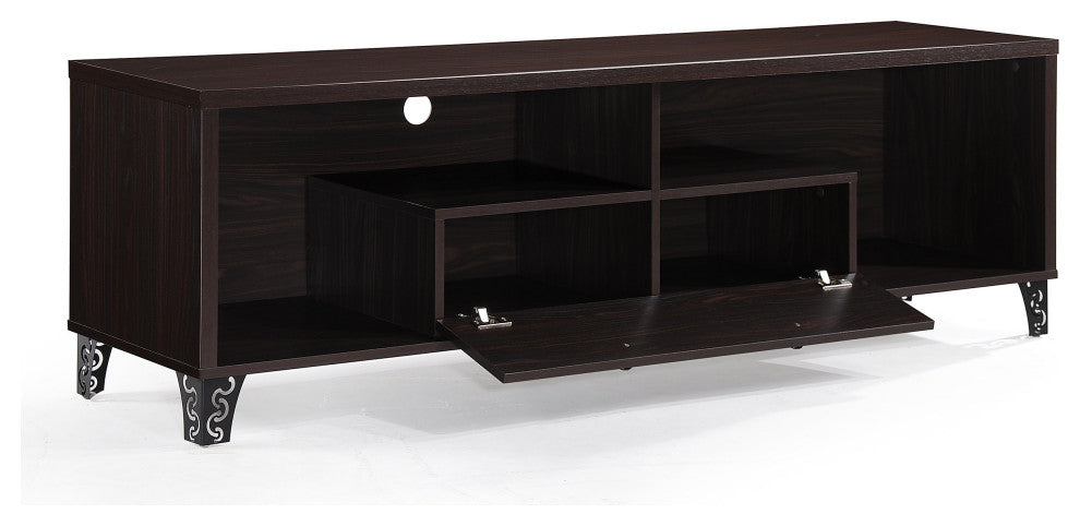 GDF Studio Celia Mid Century Modern Finished Fiberboard Entertainment Unit, Wenge