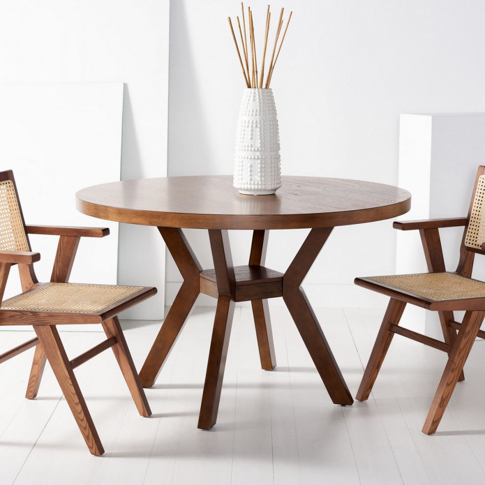 Safavieh Couture Luis Round Wood Dining Table, Medium Oak