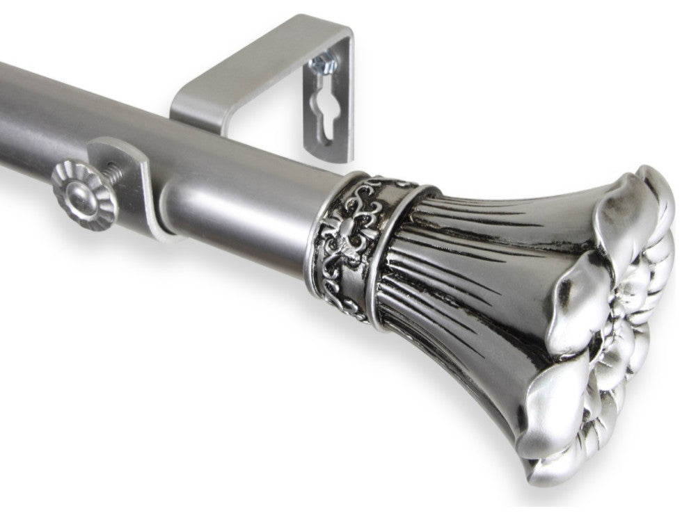 Fuga Curtain Rod 1" Od 48-84", Satin Nickel