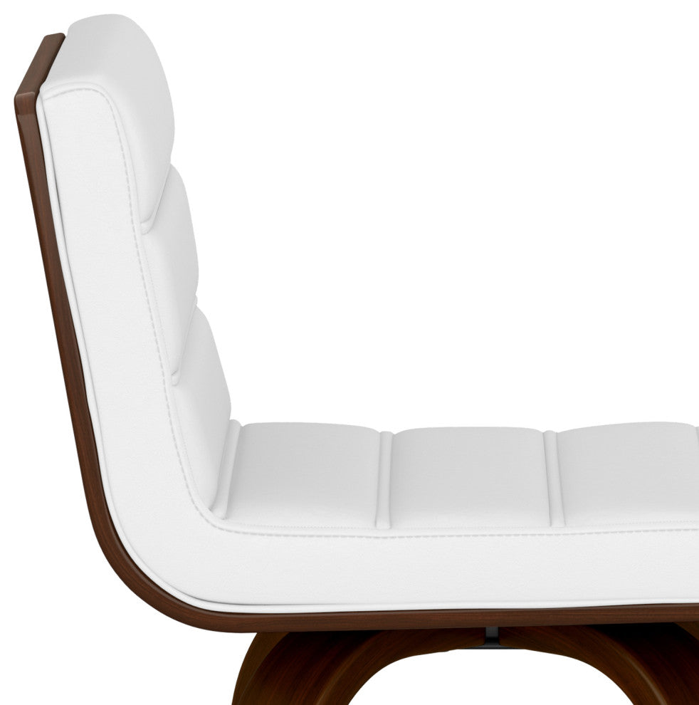 Roland Swivel Bar Stool, White Vegan Faux Leather