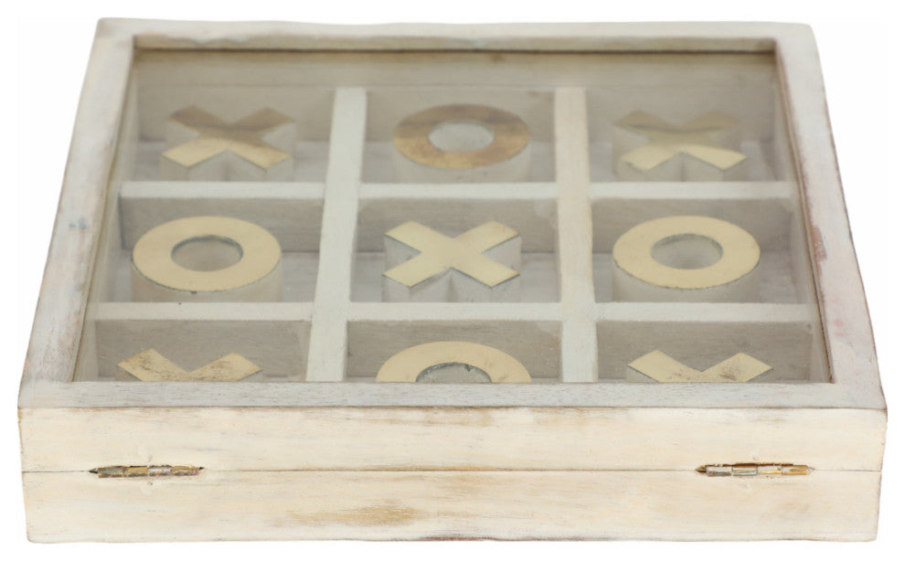 Wood 8x8 Tic Tac Toe, White