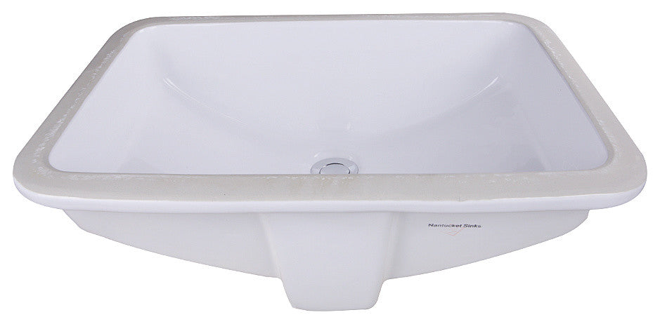 Nantucket Sinks GB-18x12-W Glazed Bottom Rectangular Ceramic Sink In White