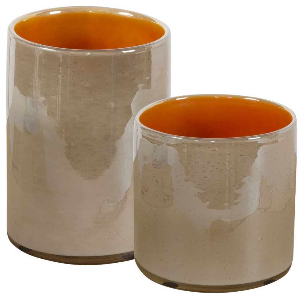 Uttermost Tangelo Beige Orange Vases, Set of 2