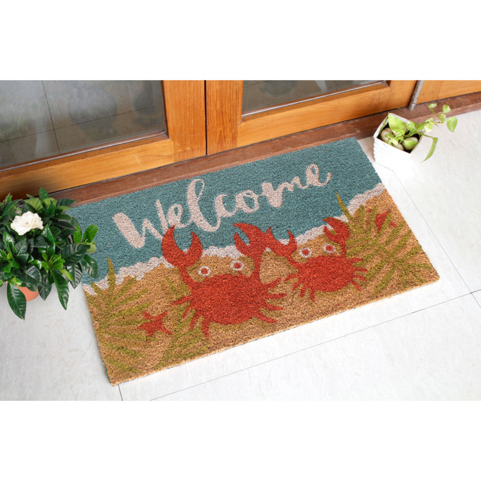 RugSmith Multi Machine Tufted Welcome Crabs Doormat, 18"x30"