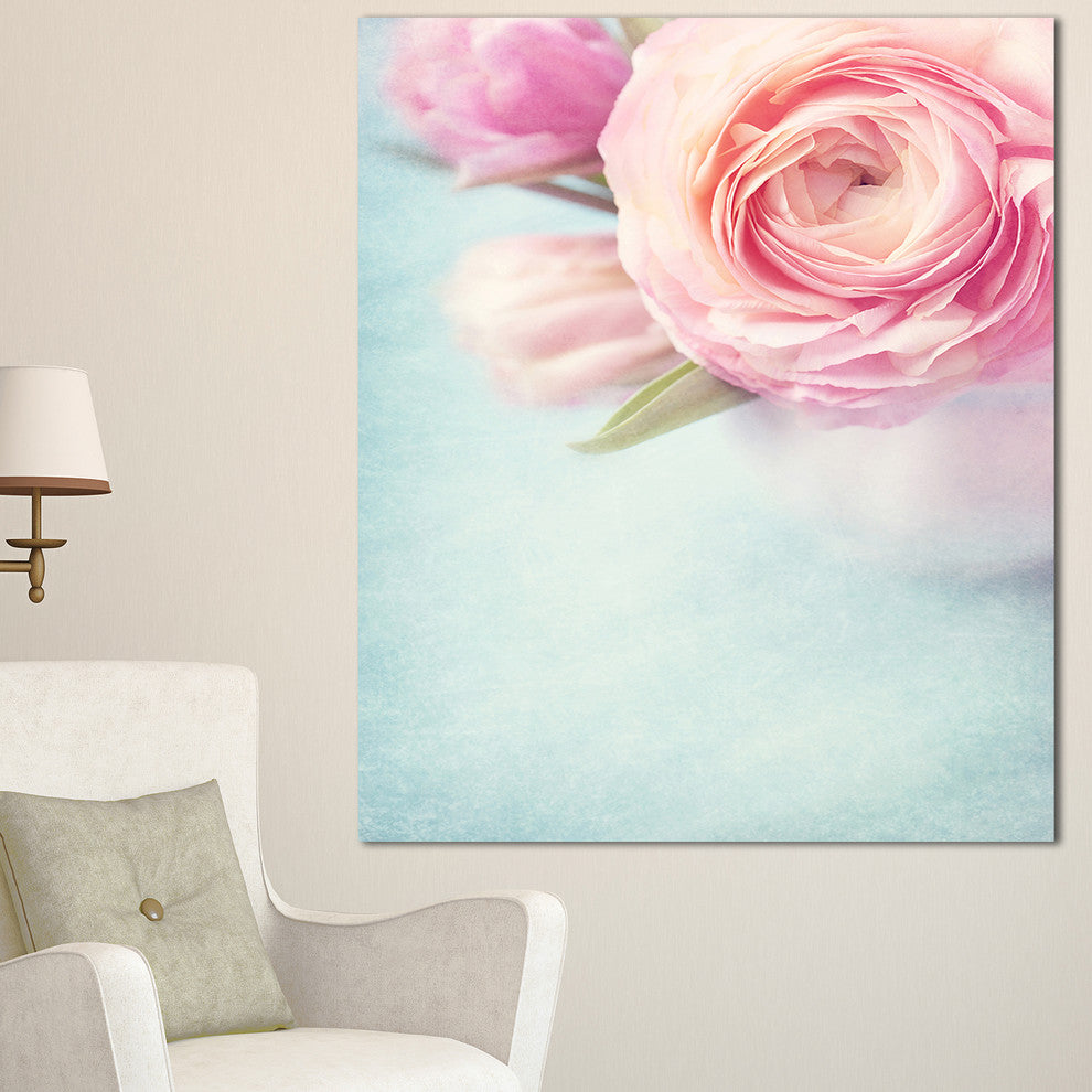 Full Bloom Pink Flowers in Vase, Floral Canvas Art Print, 30"x40"