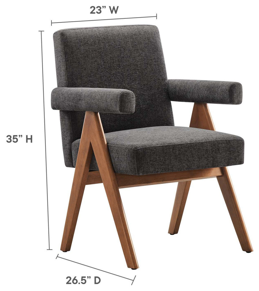 Lyra Fabric Dining Room Chair, Set of 2, Dark Gray Fabric