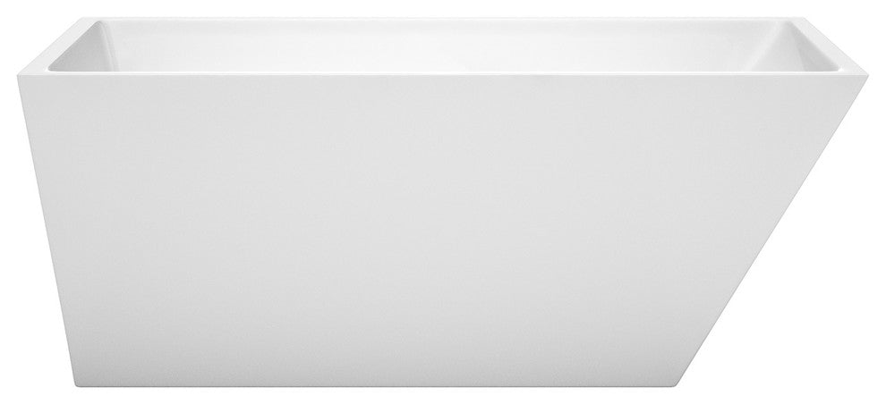 Hannah 59" Freestanding White Bathtub, Polished Chrome Drain and Overflow Trim