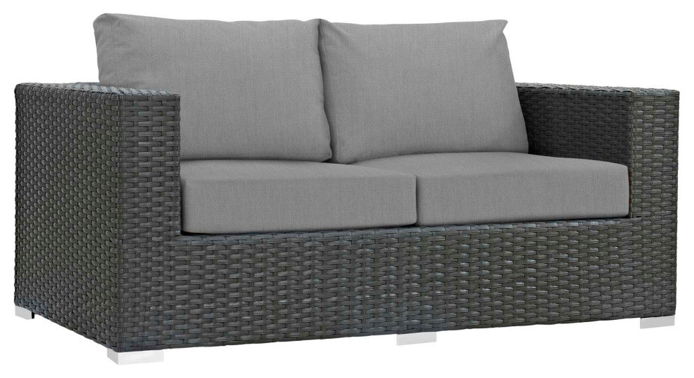 Canvas Gray Sojourn Outdoor Patio Sunbrella Loveseat