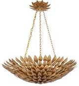 Broche 6 Light Antique Gold Leaf Chandelier