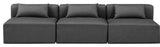 Cube Upholstered Modular Sofa, Grey, 3-Piece: 3 Armless Chair, Vegan Leather