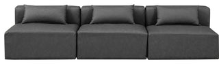 Cube Upholstered Modular Sofa, Grey, 3-Piece: 3 Armless Chair, Vegan Leather
