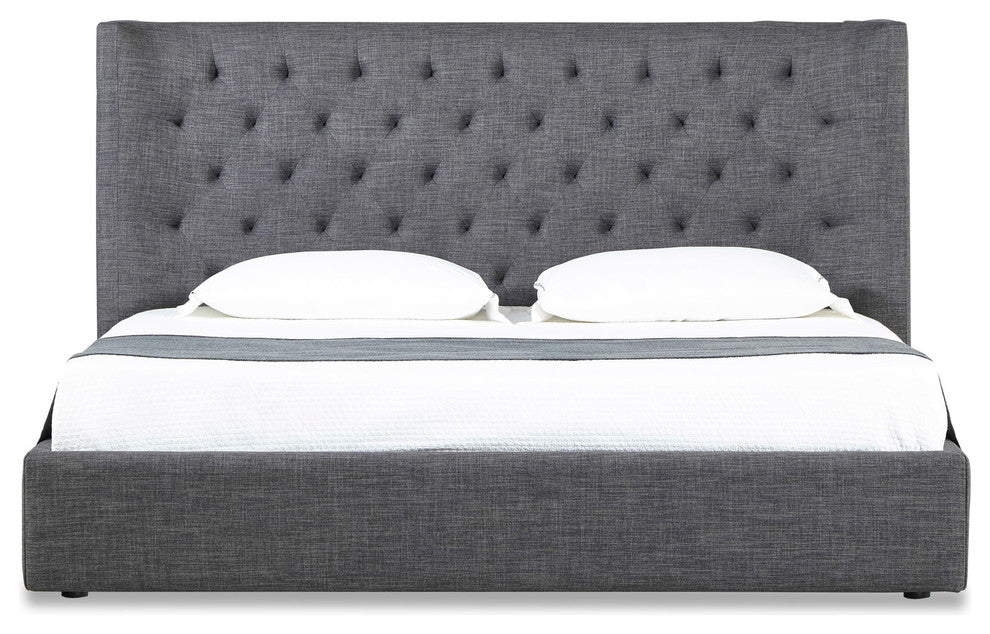 Modern Artemis Grey Fabric King Size Bed with Gas Lift Storage