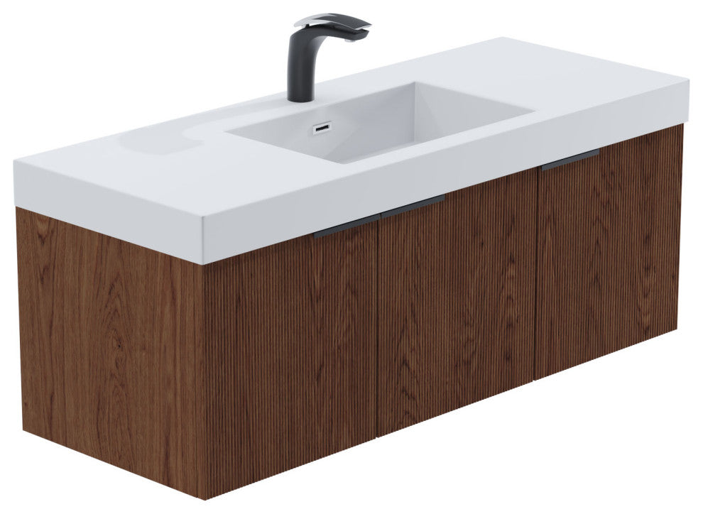 Pershing 48" Single Vanity Set, Walnut, Resin Basin
