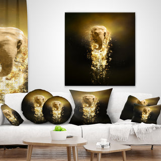 Fantasy Elephant On Black Animal Throw Pillow, 16"x16"