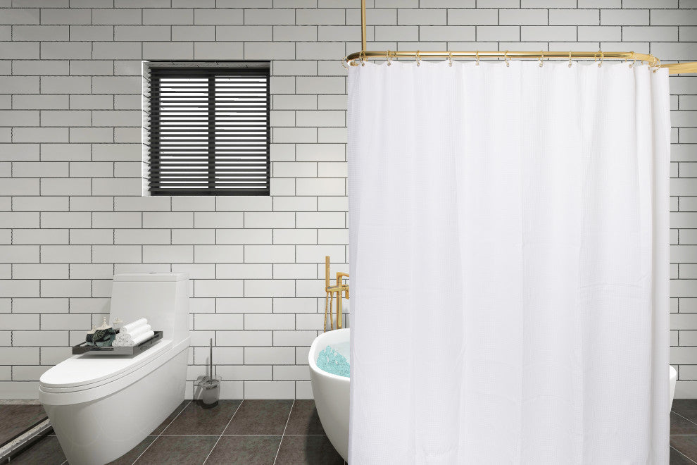 Utopia Alley Rustproof Aluminum Hoop Shower Rod With Ceiling Support for Clawfoo