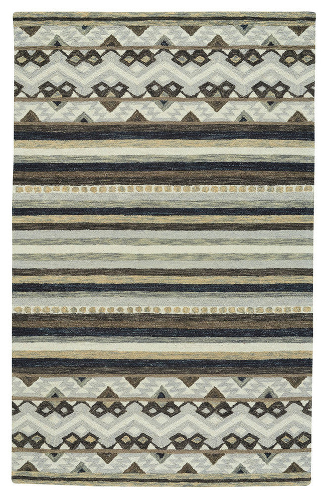 Shakta-Kelim Runner Hand Tufted Rug, Paper Birch, 9'x12'