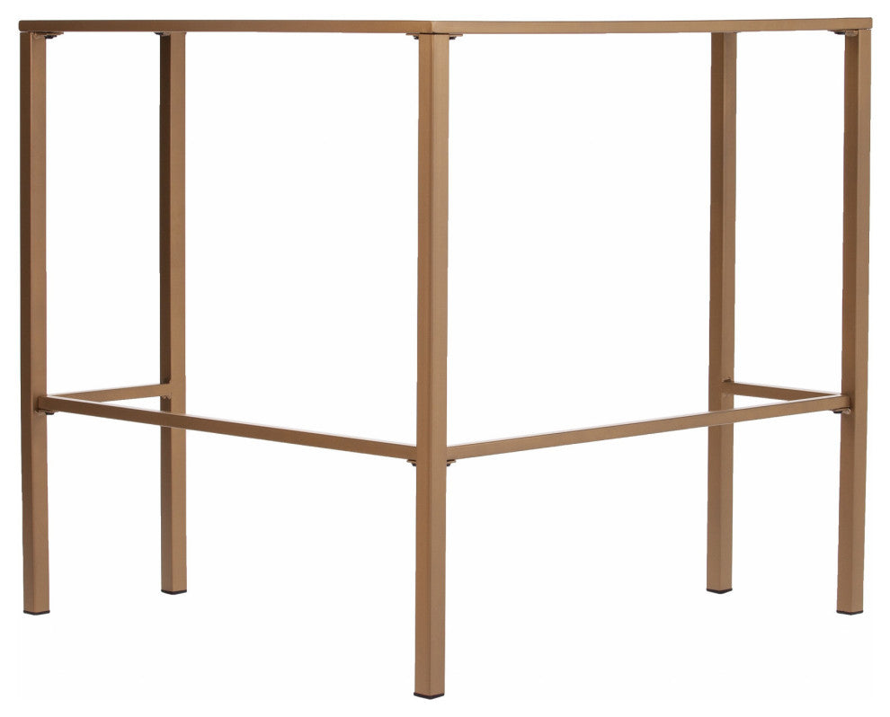 Soft Gold Metal and Glass Corner Desk