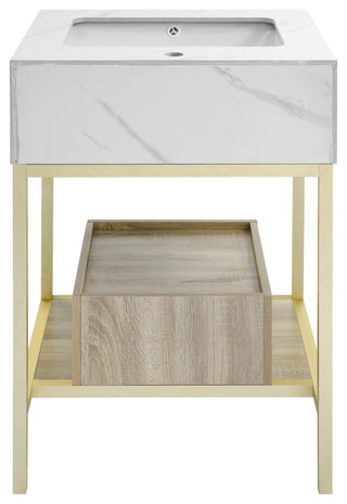 Beau 24" Freestanding, Bathroom Vanity, Oak/Calacatta