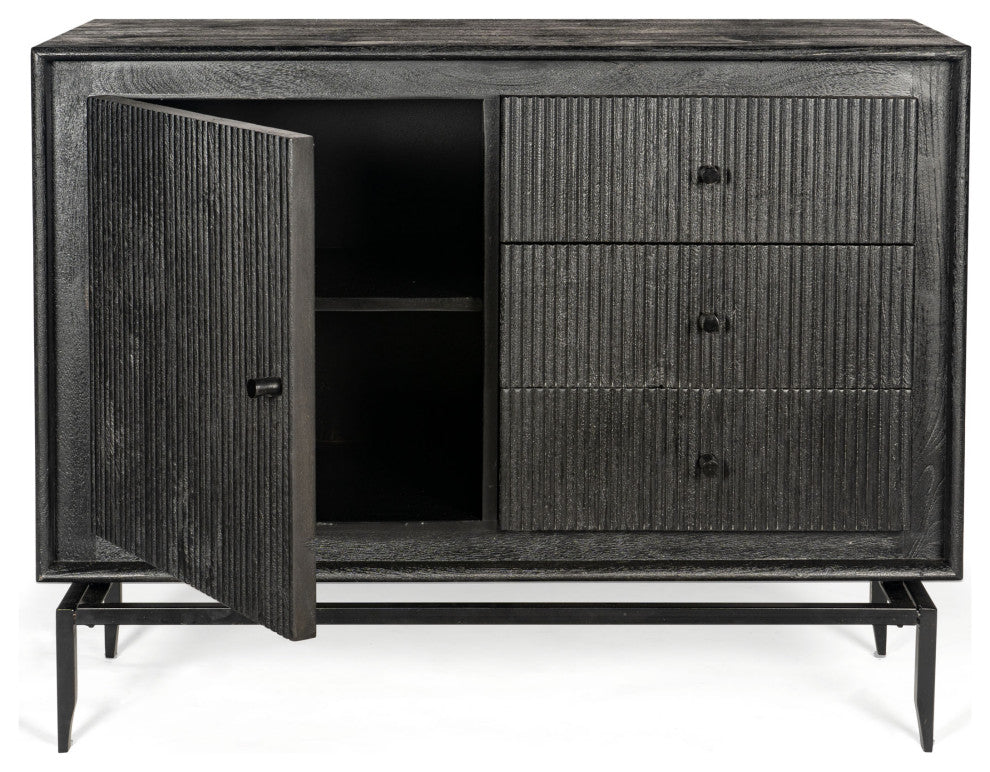 Camilo 3 Drawer Wood Accent Cabinet, Black