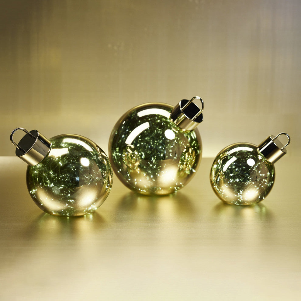 LED Oversized 7.75" Gold Glass Ball Ornament