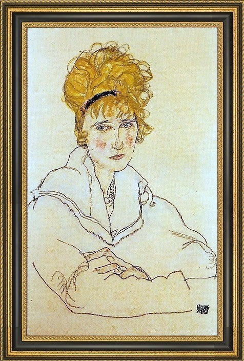 Egon Schiele Portrait of Edith Schiele - 16" x 24" Framed Premium Canvas Print