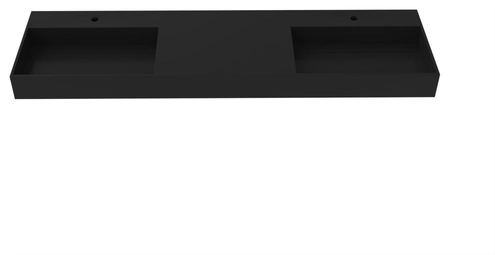 CastelloUSA Juniper Bathroom Vanity Top, Black, 72", Double Basin, Standard