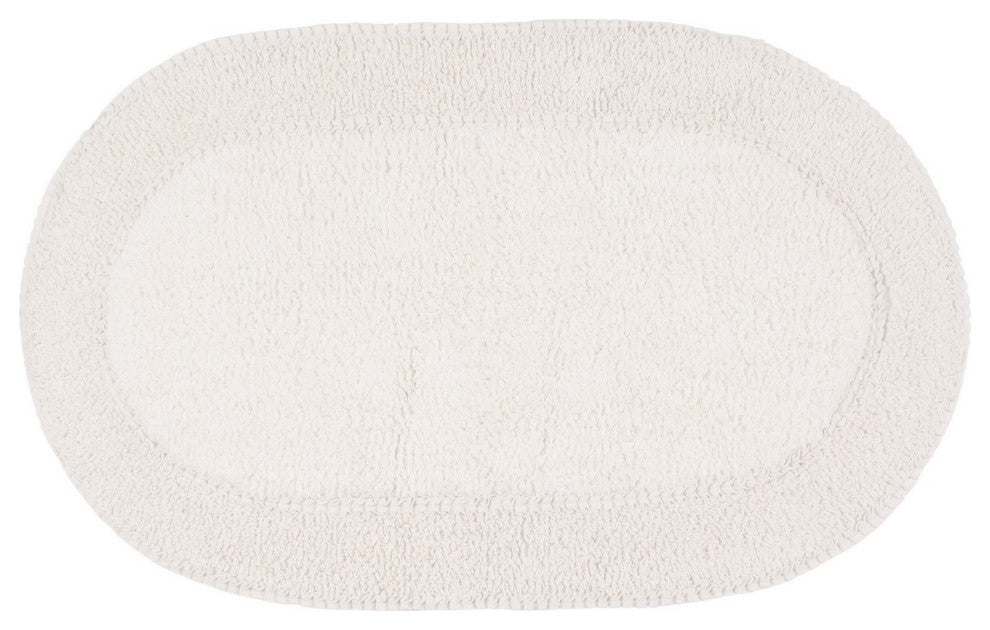 Double Ruffle Collection Bath Rugs Set, 24x40 Rectangle, Ivory