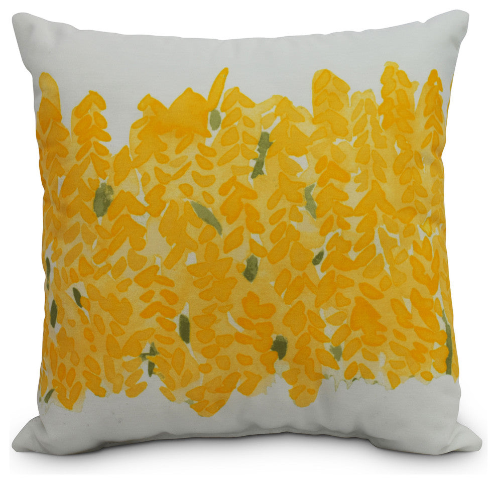 Flower Bell Bunch Decorative Floral Throw Pillow, Yellow, 20"