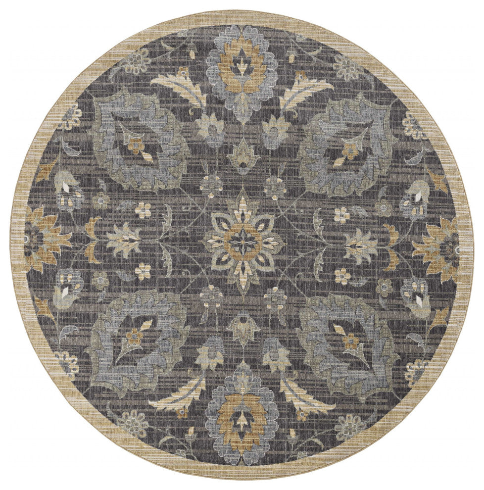 5'X8' Taupe Machine Woven Traditional Indoor Area Rug