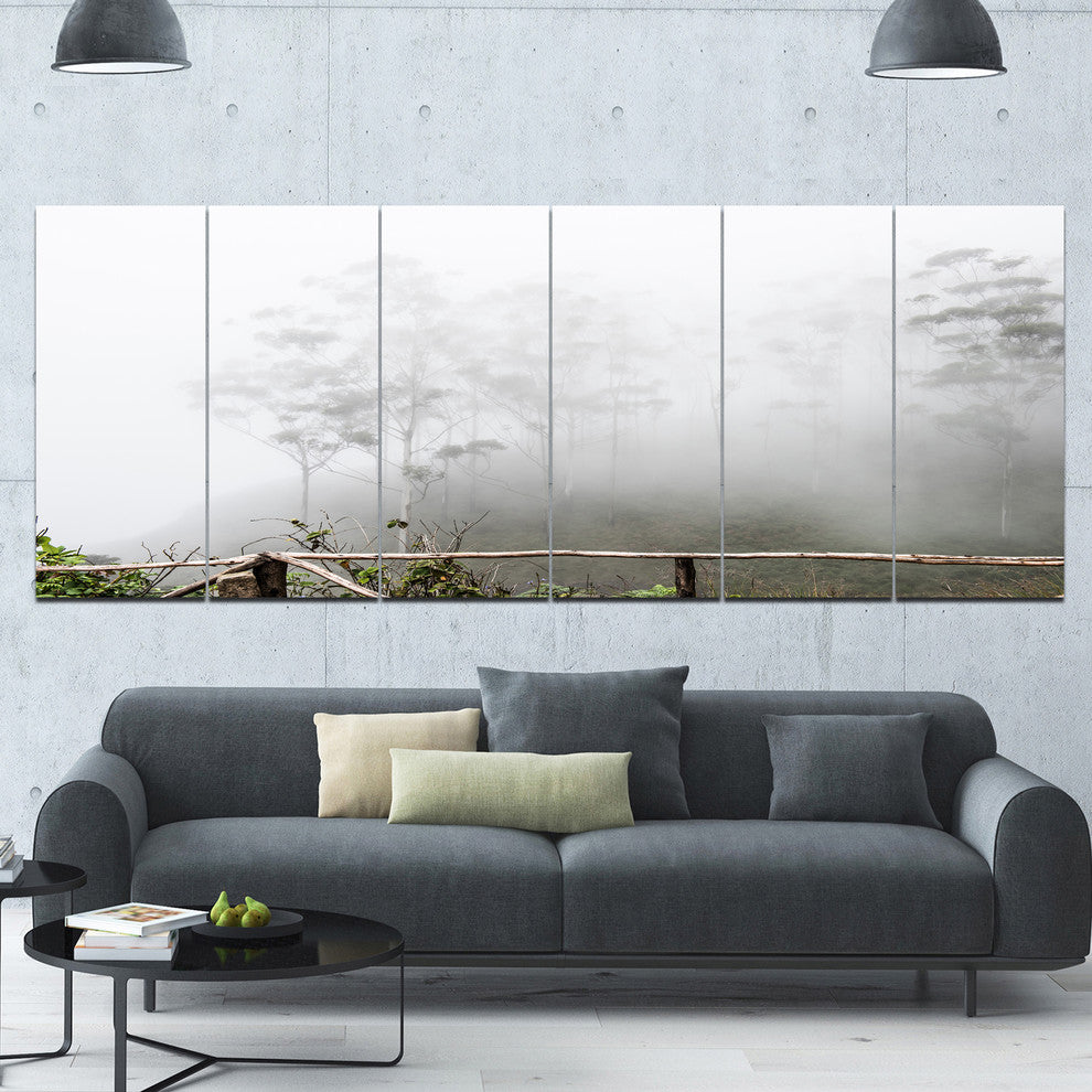 Fogs on Western Ghats Hills, Landscape Canvas Art Print, 70"x28", 6 Panels