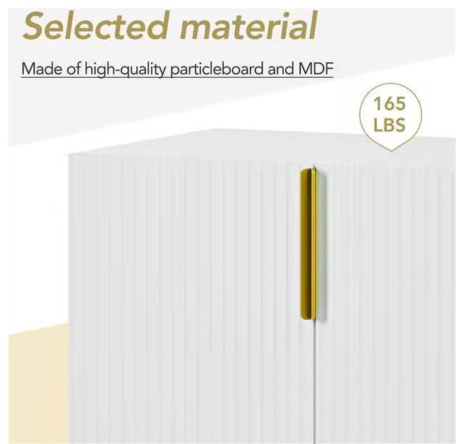 TATEUS 60" Modern Elegant 4-door Sideboard,Gold Metal Handle Storage Cabinet, White