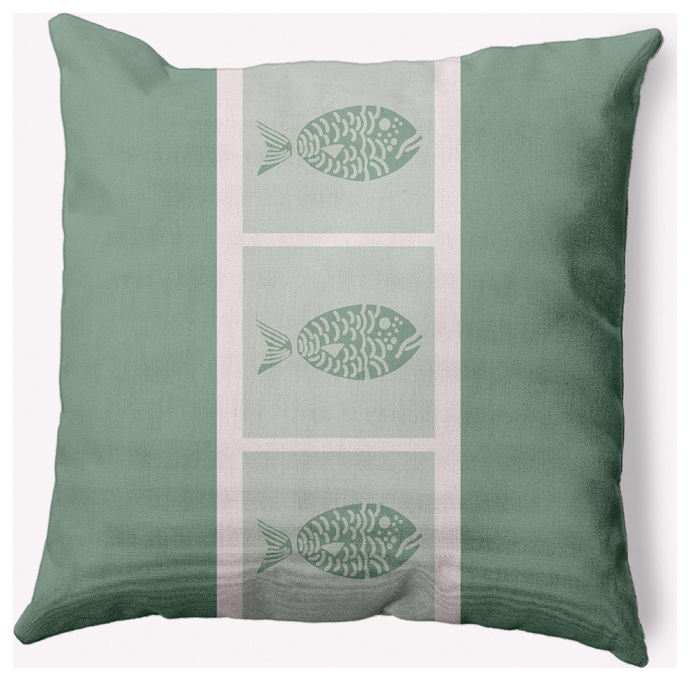 26x26" Fish Chips Nautical Decorative Indoor Pillow, Sage