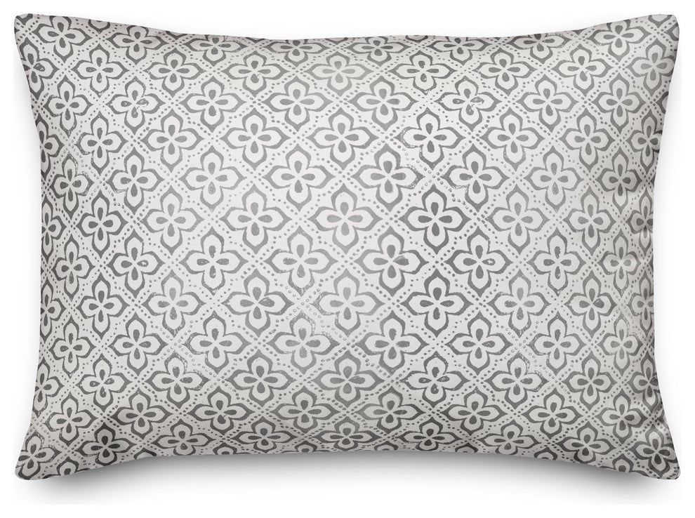 Faded Gray Pattern Spun Poly Pillow, 14"x20"