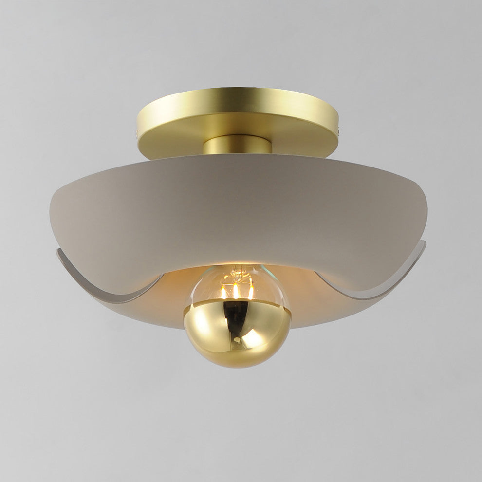 Maxim 11390 Poppy 12"W LED Semi-Flush Ceiling Fixture - Silver Gold / Satin