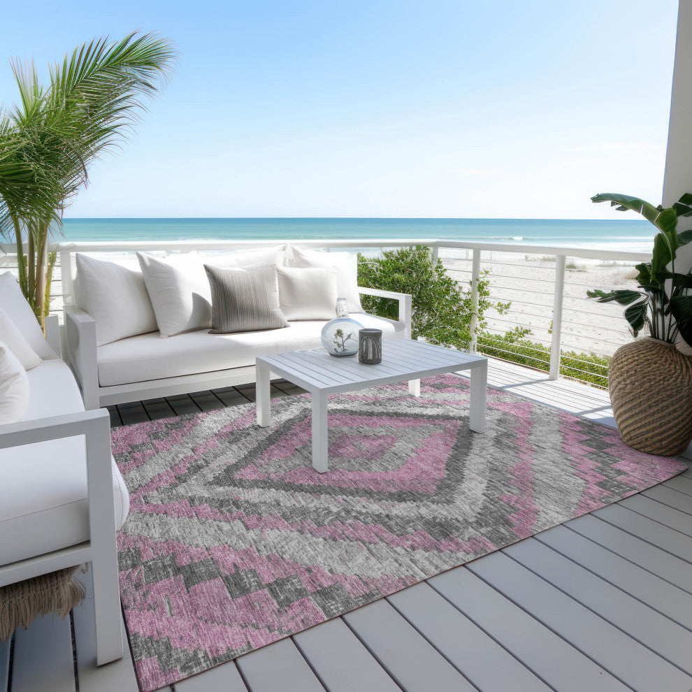 Machine Washable Indoor/Outdoor Chantille ACN1890 Blush 5' x 7'6" Rug