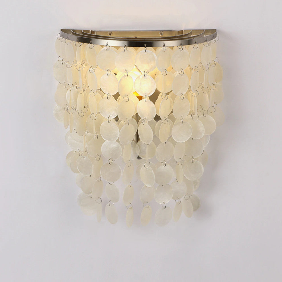 Modern White Natural Shell LED Wall Lamp For Bedroom, Cafe