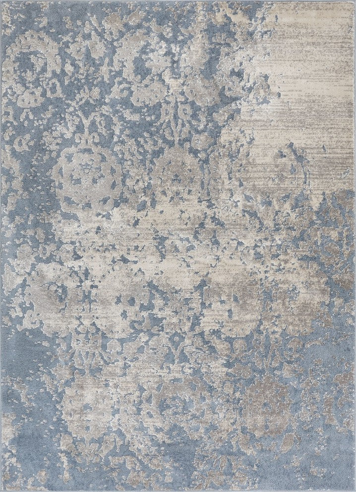 Well Woven Pearl Ora Blue Modern Distressed Oriental Soft Area Rug